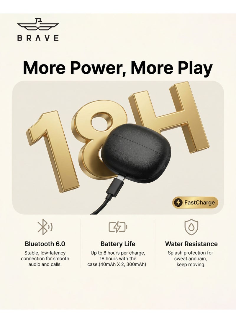 بريف سماعات أذن لاسلكية مفتوحة بلوتوث 6.0، سماعات رياضية مع مشغلات مغناطيسية ثلاثية النواة، محرك نبض الجهير العميق، تقنية تركيز الصوت العصبي للمكالمات، مصفوفة ميكروفون مزدوجة 360° لالتقاط الصوت، ملاءمة مريحة بوسادة هوائية، مقاومة للماء ومقاومة للعرق، بطارية طويلة العمر، زمن استجابة منخفض للغاية، صوت اتجاهي، سماعات مكالمات بدون استخدام اليدين للرياضة والجري والنادي وركوب الدراجات والأنشطة الخارجية – أسود - Image 4